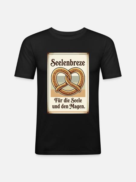 Seelenbrezel - Männer Slim Fit T-Shirt - Schwarz
