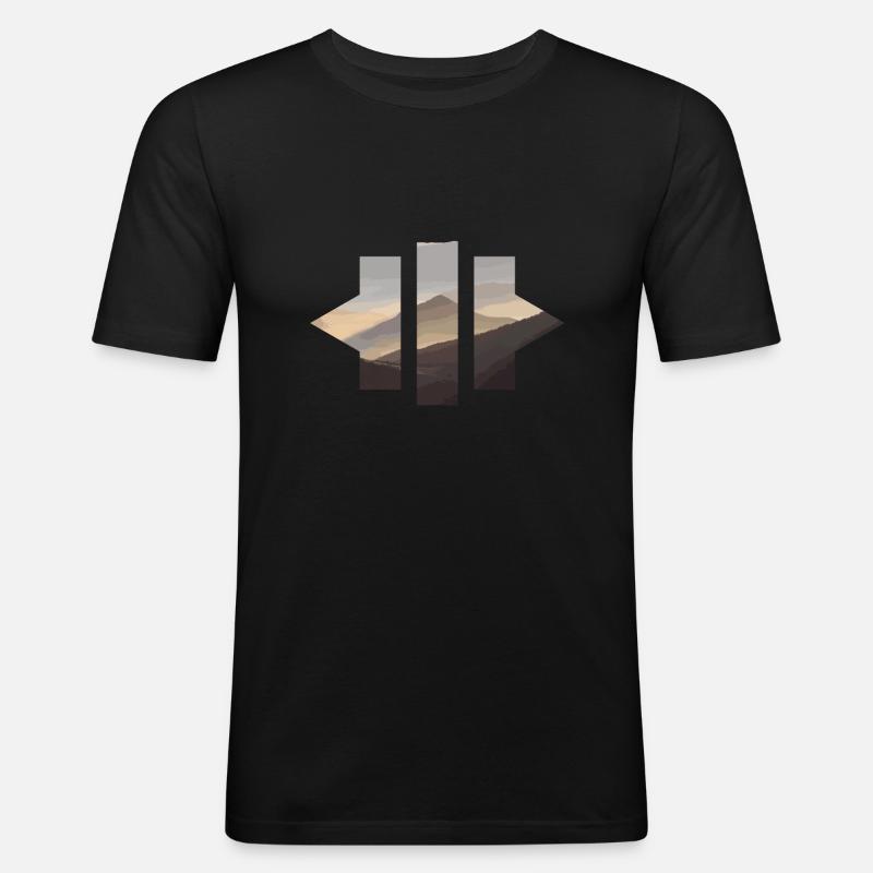 Geometric Mountains - Männer Slim Fit T-Shirt - Schwarz