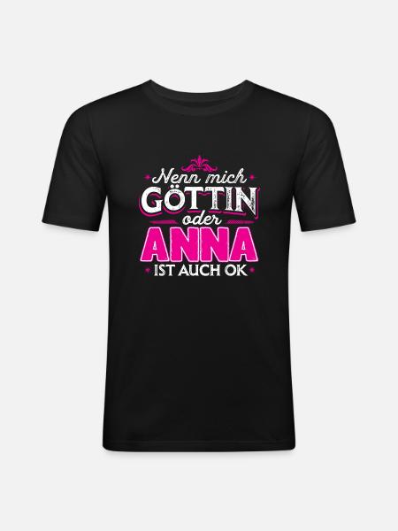 ANNA - Göttin - Männer Slim Fit T-Shirt - Schwarz