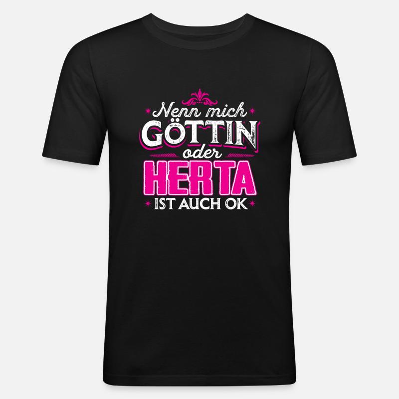 HERTA - Göttin - Männer Slim Fit T-Shirt - Schwarz