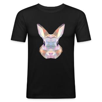 Lapin Polygone - T-shirt près du corps Homme - noir - Devant - Nik (191cm)