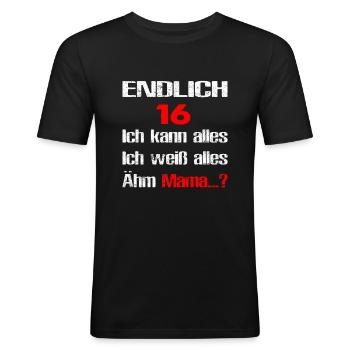 16.Geburtstag Geschenkidee Level 16 - Männer Slim Fit T-Shirt - Schwarz - Vorne - Nik (191cm)