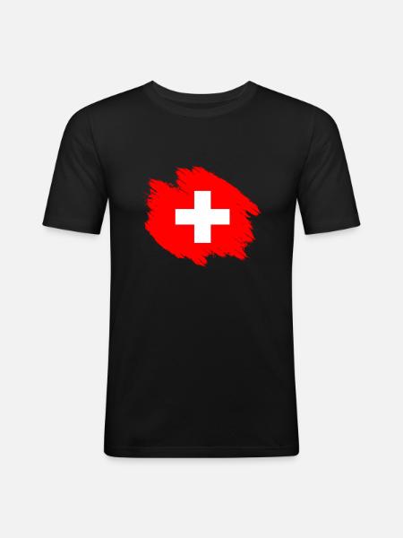 Schweiz T-shirt Geschenkidee - Männer Slim Fit T-Shirt - Schwarz
