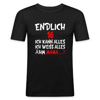 16.Geburtstag Geschenkidee Level 16 - Männer Slim Fit T-Shirt - Schwarz - Vorne - Nik (191cm)