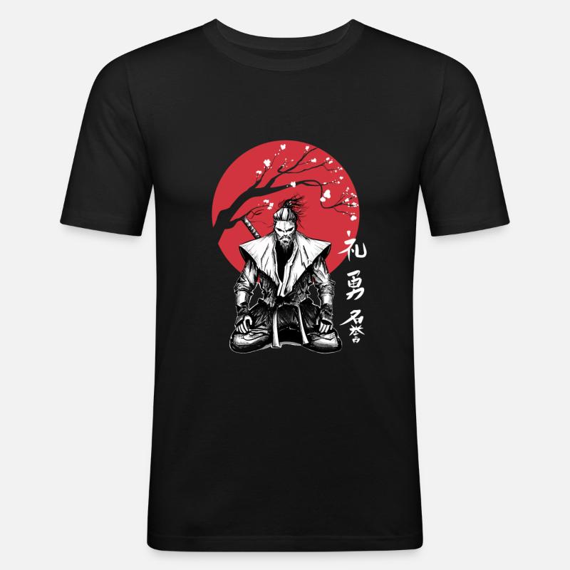 Samurai Bushido Ronin Ninja Rispetta Onore Coraggio - Maglietta aderente da uomo - nero