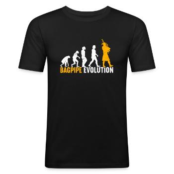 Cornemuse Cornemuse Bagpiper Scotland - T-shirt près du corps Homme - noir - Devant - Nik (191cm)