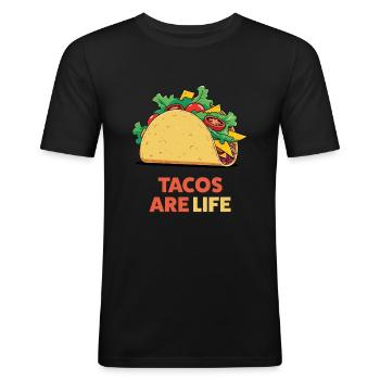 Tacos Are Life - Frisches Food Design - Männer Slim Fit T-Shirt - Schwarz - Vorne - Nik (191cm)