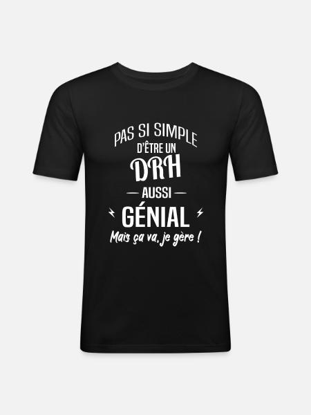 DRH - T-shirt près du corps Homme - noir