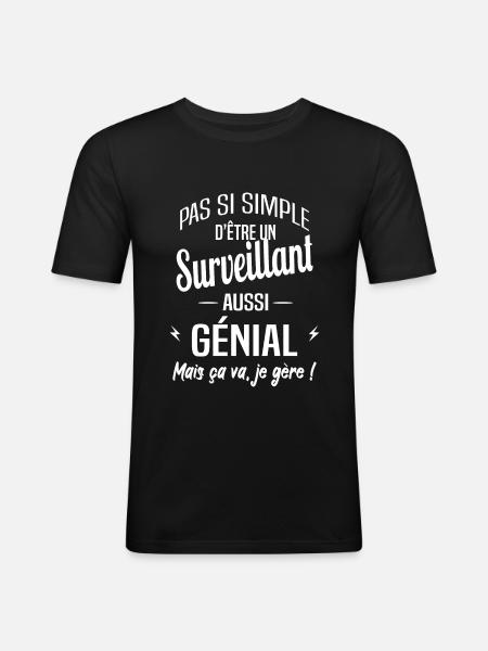 Surveillant - T-shirt près du corps Homme - noir