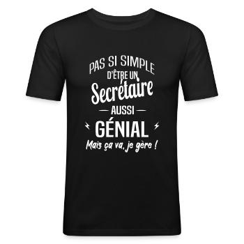 Secrétaire - T-shirt près du corps Homme - noir - Devant - Nik (191cm)