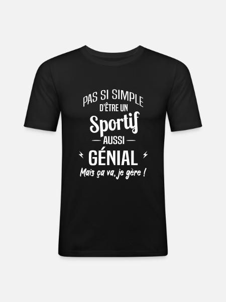 Sportif - T-shirt près du corps Homme - noir