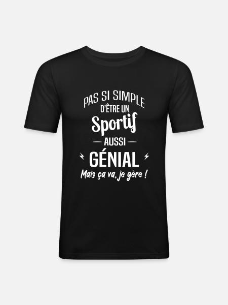 Sportif - T-shirt près du corps Homme - noir