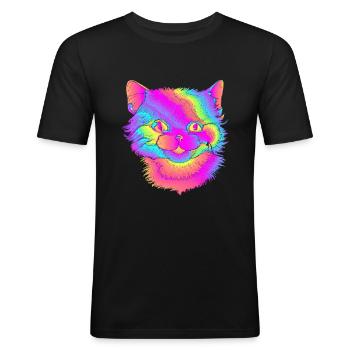 Psycho cat - Men's Slim Fit T-Shirt - black - Front - Nik (191cm)