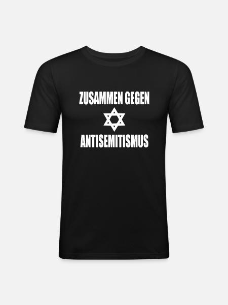 zusammen gegen antisemitismus - Männer Slim Fit T-Shirt - Schwarz