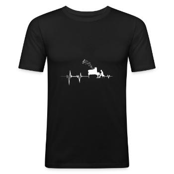 Piano Evolution - Klavier Pianist Musiker Geschenk - Männer Slim Fit T-Shirt - Schwarz - Vorne - Nik (191cm)