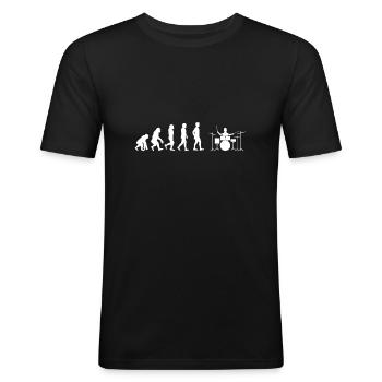 Drum Evolution Batteur Cadeau Batteur - T-shirt près du corps Homme - noir - Devant - Nik (191cm)