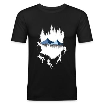 Cadeau de montagnes de rocher de grimpeur - T-shirt près du corps Homme - noir - Devant - Nik (191cm)