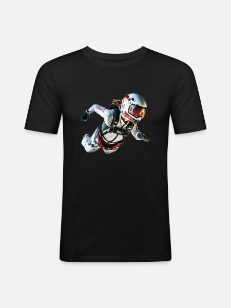 Fallschirmspringendes Mädchen - Männer Slim Fit T-Shirt - Schwarz