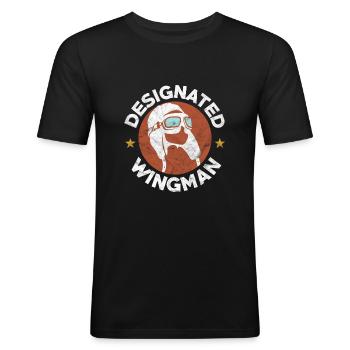 Lustig Wingman Freund Flieger Pilot Geschenk Idee - Männer Slim Fit T-Shirt - Schwarz - Vorne - Nik (191cm)