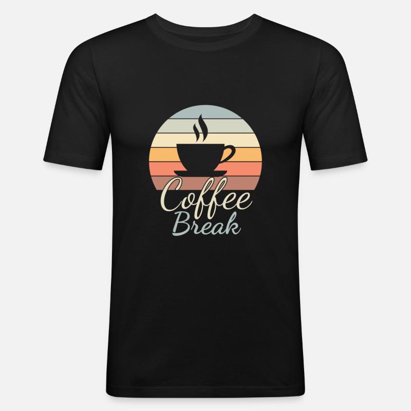 Kaffeepause - Kaffeeliebhaber - Männer Slim Fit T-Shirt - Schwarz
