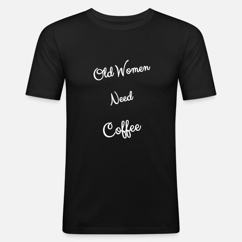 OMA`s BRAUCHEN KAFFEE - Männer Slim Fit T-Shirt - Schwarz