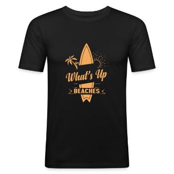 What ́s Up Beaches - Surfers - Men's Slim Fit T-Shirt - black - Front - Nik (191cm)