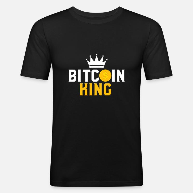Bitcoin King - Bitcoin Krypto - Männer Slim Fit T-Shirt - Schwarz