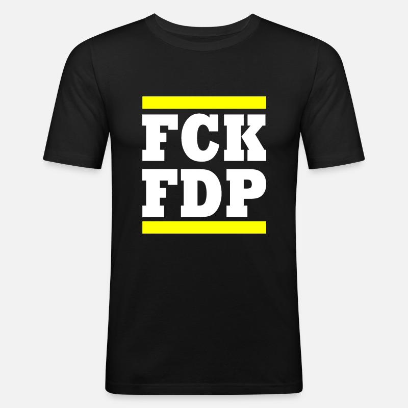 Fck fdp - Männer Slim Fit T-Shirt - Schwarz