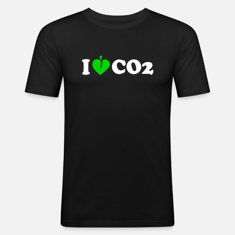 I love co2 - Männer Slim Fit T-Shirt - Schwarz