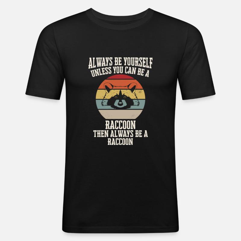 Waschbär - Männer Slim Fit T-Shirt - Schwarz
