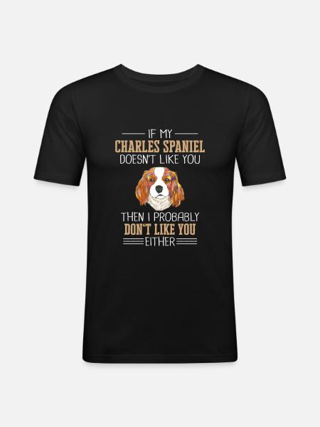Charles Spaniel Dog - Men's Slim Fit T-Shirt - black