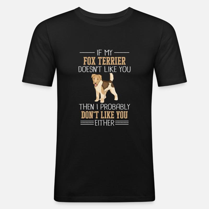 Foxterrier Hund - Männer Slim Fit T-Shirt - Schwarz