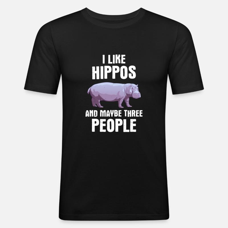 Nilpferd - Männer Slim Fit T-Shirt - Schwarz