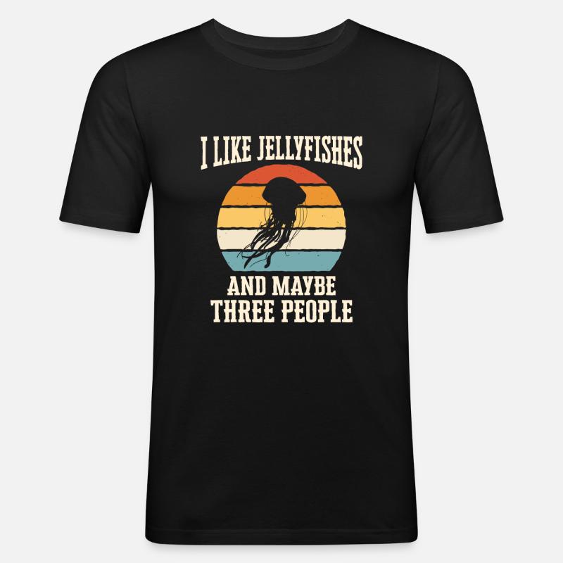Qualle - Männer Slim Fit T-Shirt - Schwarz