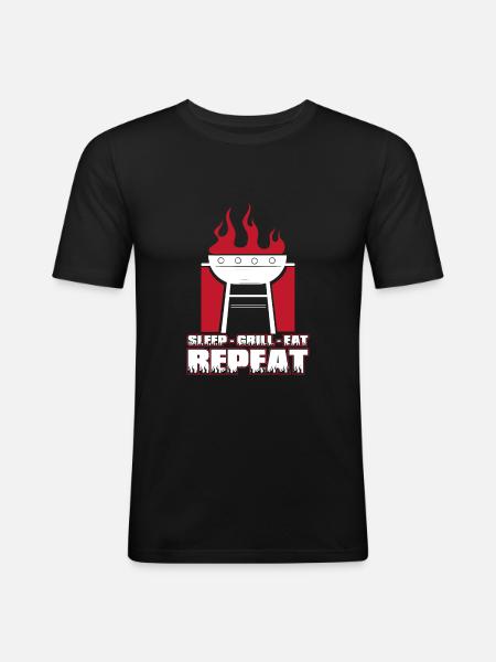 Grill Grillen Griller BBQ Barbecue - Men's Slim Fit T-Shirt - black