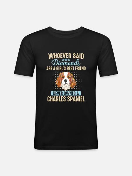 Charles Spaniel Dog - Men's Slim Fit T-Shirt - black