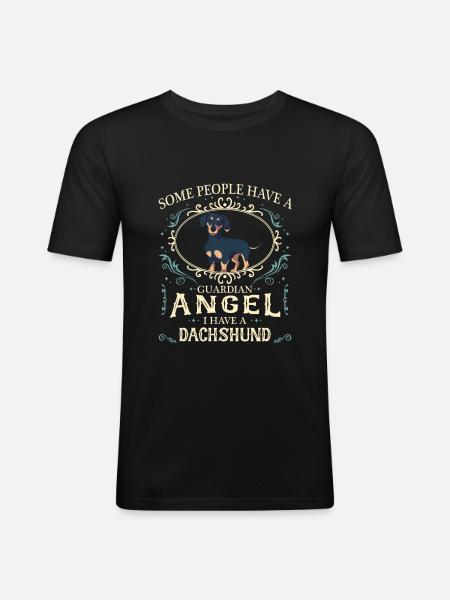 Dackel Hund - Männer Slim Fit T-Shirt - Schwarz