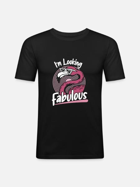Flamingo Tier Rosa - Männer Slim Fit T-Shirt - Schwarz