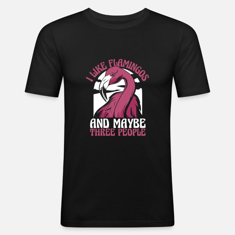 Flamingo Tier Rosa - Männer Slim Fit T-Shirt - Schwarz