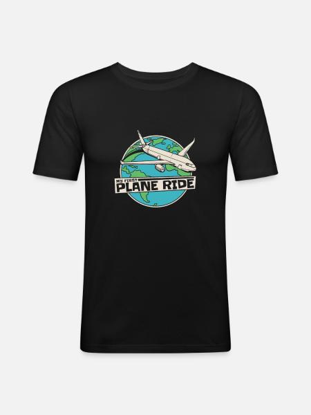 Airplane First Flight Flying - Men's Slim Fit T-Shirt - black