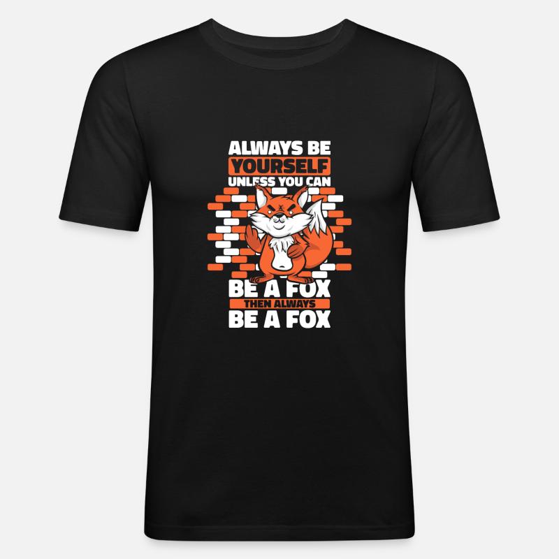 Fuchs Füchse Tier - Männer Slim Fit T-Shirt - Schwarz
