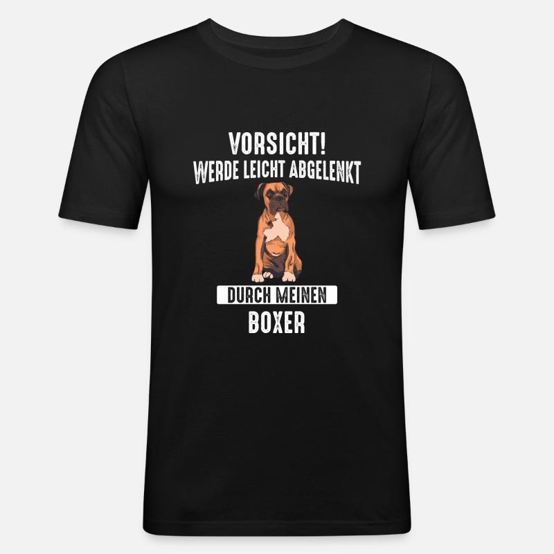 Deutscher Boxer Hund - Männer Slim Fit T-Shirt - Schwarz
