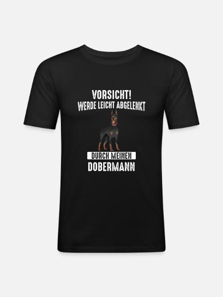 Dobermann Hund - Männer Slim Fit T-Shirt - Schwarz