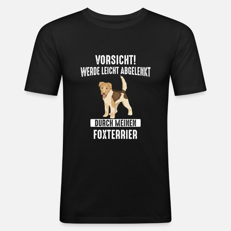 Foxterrier Drahthaar Hund - Männer Slim Fit T-Shirt - Schwarz