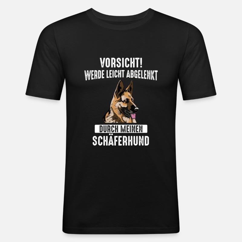 Deutscher Schäferhund Hund - Männer Slim Fit T-Shirt - Schwarz