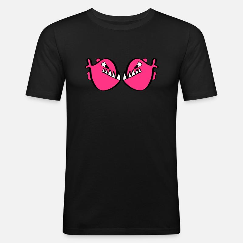 Rote Piranhas - Männer Slim Fit T-Shirt - Schwarz