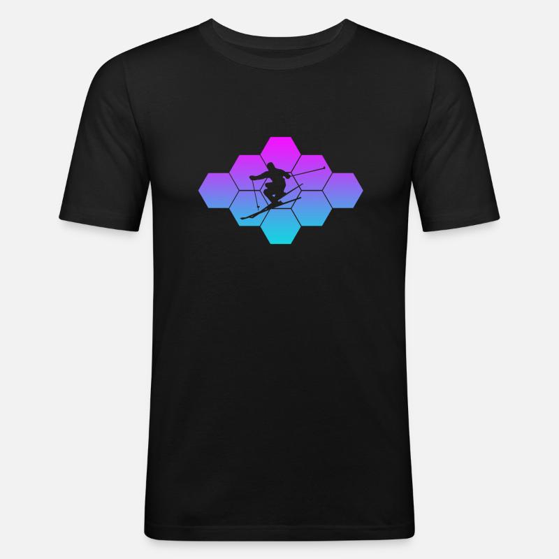 skiing - Männer Slim Fit T-Shirt - Schwarz