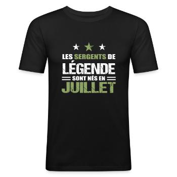 Sergent cadeau anniversaire juillet militaire - T-shirt près du corps Homme - noir - Devant - Nik (191cm)
