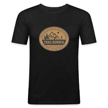 Trail Running Logo - Männer Slim Fit T-Shirt - Schwarz - Vorne - Nik (191cm)