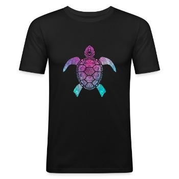 Schildkröte Mandala Muster Yoga Übung Symbol - Männer Slim Fit T-Shirt - Schwarz - Vorne - Nik (191cm)